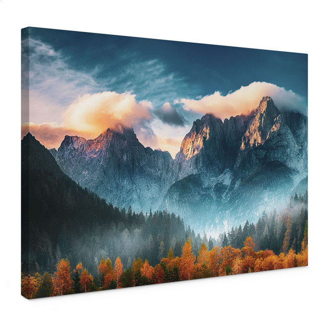 Leinwandbild Herbstliche Landschaft am Gipfel Triglav in den Julischen Alpen