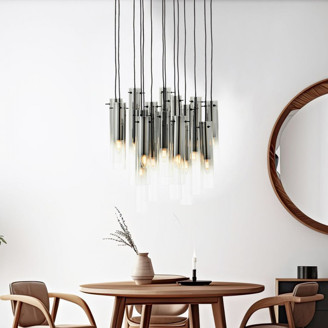 Pendelleuchte Hilla, grau, 199 x 52 cm, Metall Lampe