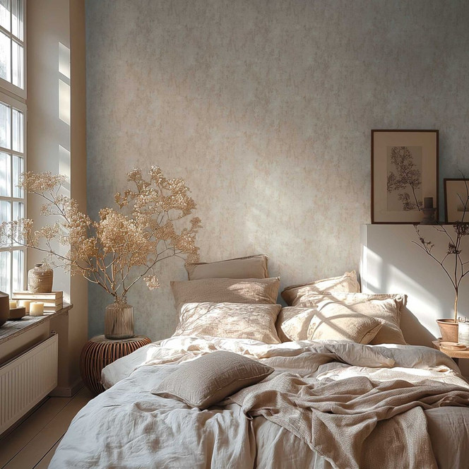 Vliestapete in Beton-Optik Creme Beige – Strukturtapete mit Putzcharakter