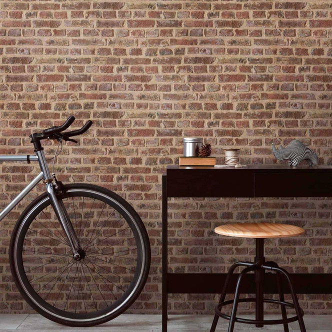 A.S. Création Steinoptik Papiertapete Authentic Walls beige, braun, rot