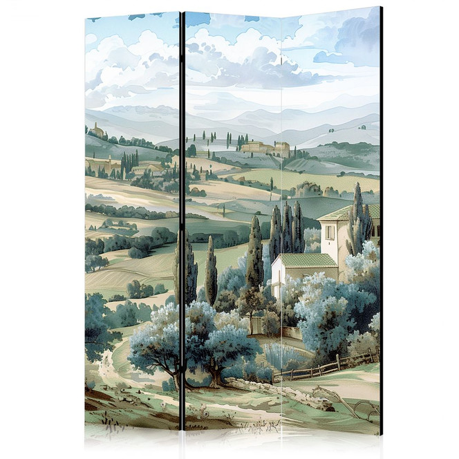 Paravent, Raumteiler freistehend, Trennwand - Landscape with Green Fields and Trees - Tuscan Sunny View