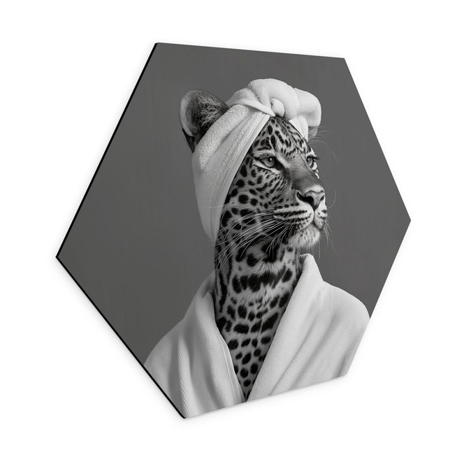 Hexagon Wandbild Royale Spa-Auszeit mit Leopard - Rahner - Alu-Dibond