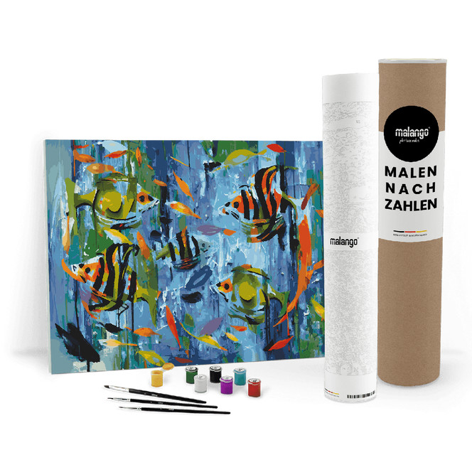 Malen nach Zahlen Leinwandbild - Fische im Aquarium