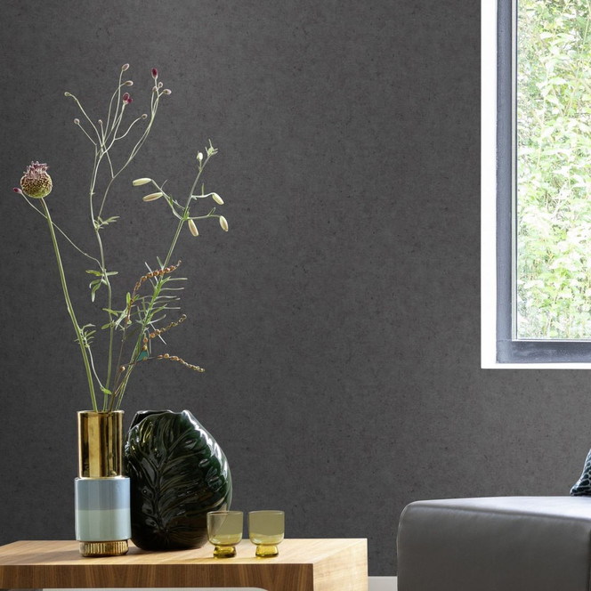 Unitapete, einfarbige Vliestapete Factory V schwarz