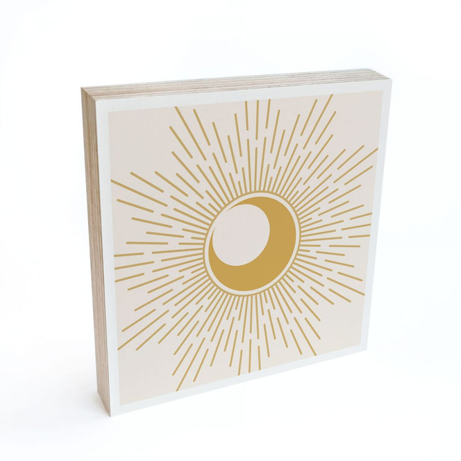 Holzbild zum Hinstellen - Goldene Sonnenstrahlen - KsanaKalpa - 15 x 15 cm