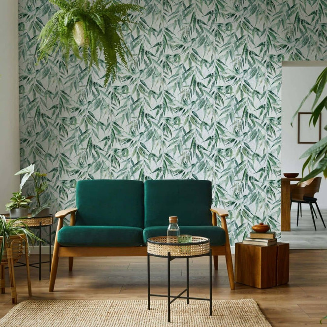 Vliestapete Blätter Floral Natur matt in Grün