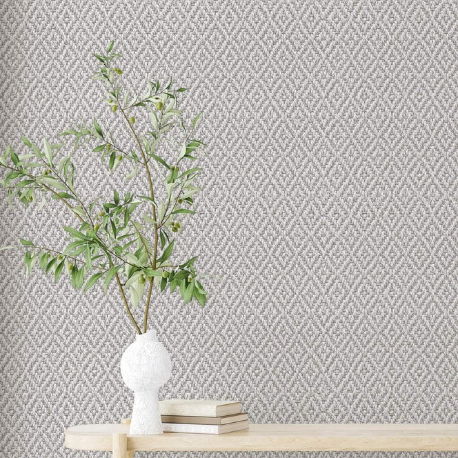 Vliestapete mit gestickter Rautenoptik grau Grafisch