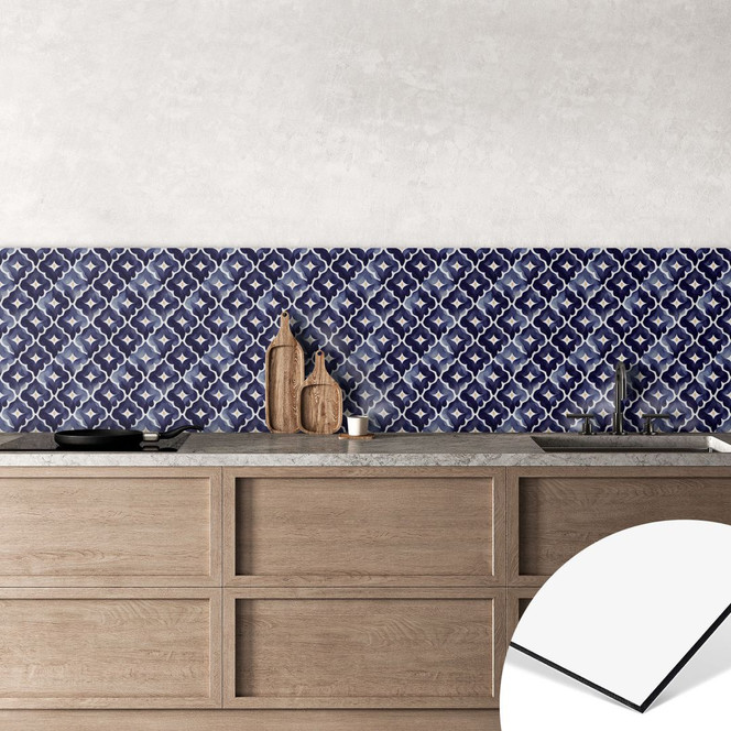 Küchenrückwand Aquarell Blumen blau - Treechild