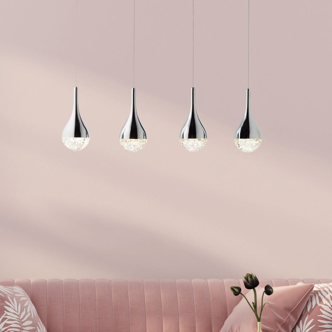 Pendelleuchte Gustav, metallic, 114.5 x 70 cm, Glas Pendellampe, dimmbar