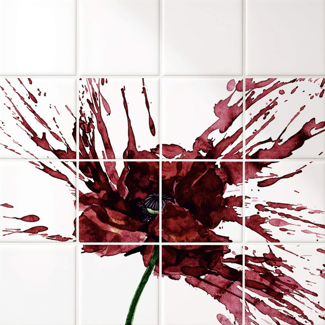 Fliesenaufkleber Rote Mohnblume - 12er Set