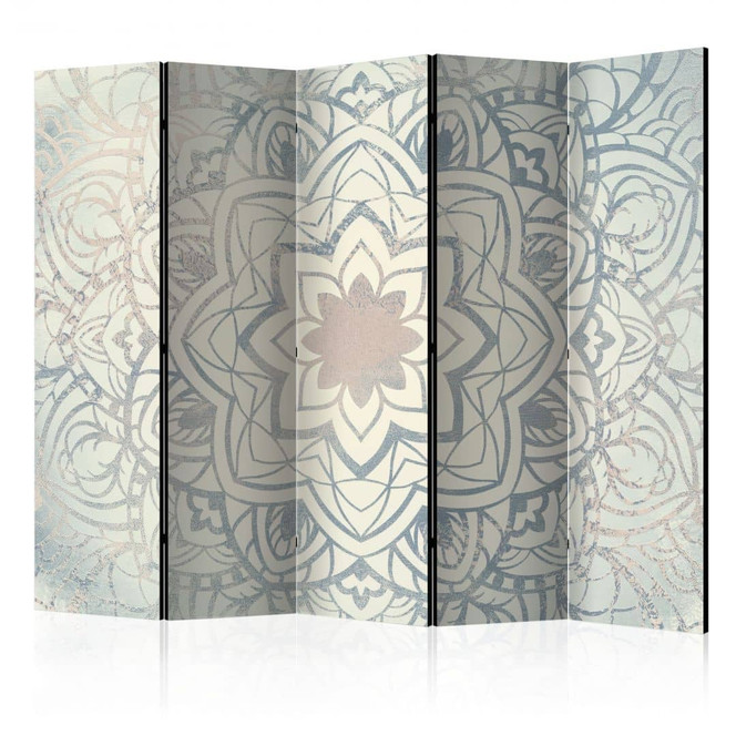 Paravent, Raumteiler freistehend, Trennwand - Winter-Mandala, 5-teilig - 225 x 172 cm