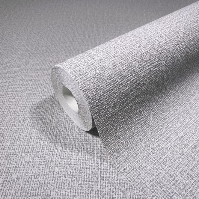 Vliestapete in textilem Uni grau Struktur