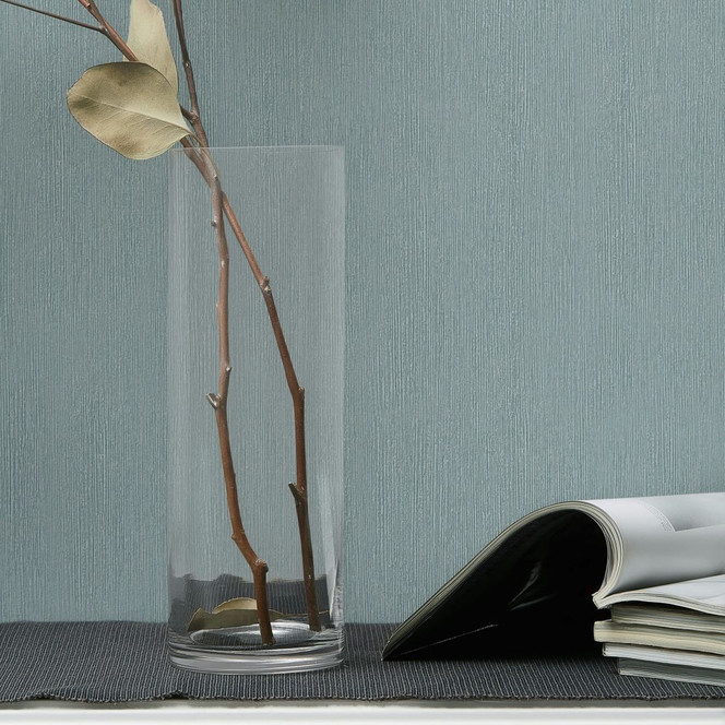 Vliestapete in Textiloptik mit strukturierter Oberfläche blau Uni