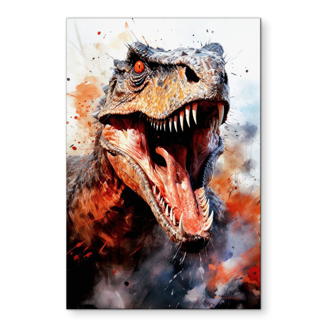 Wandbild T-Rex: Das wilde Gesicht der Urzeit - Jaszke - Alu-Dibond