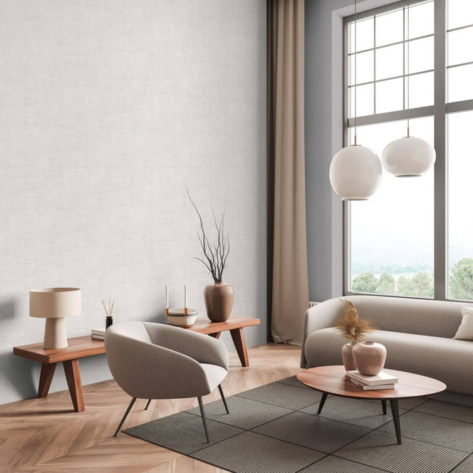 Strukturtapete Bast-Optik Creme Beige – Ruhige Leinenstruktur – Vliestapete