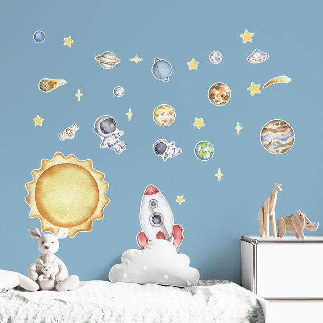 Wandtattoo für Kinder - Weltraum Abenteuer mit Astronauten - Oliver Robins - 50 x 70 cm