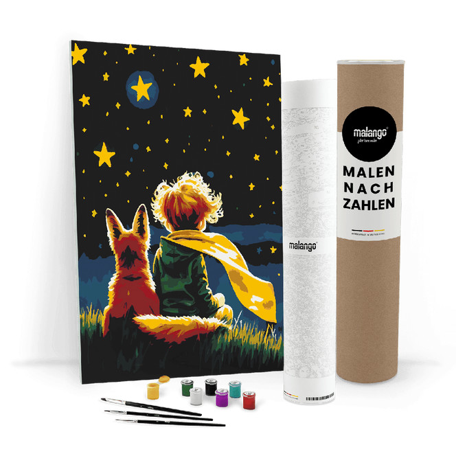 Malen nach Zahlen Leinwandbild - Junge und Fuchs