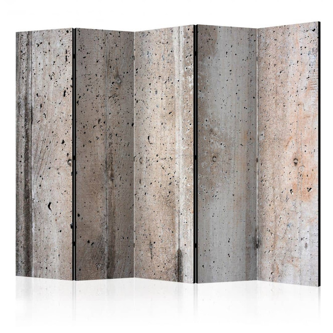 Paravent, Raumteiler freistehend, Trennwand - Alter Beton , 5-teilig - 225 x 172 cm