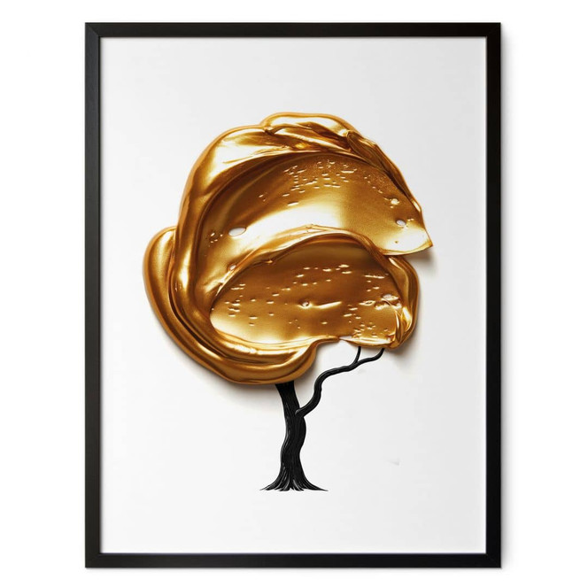 Poster Baum mit goldener 3D-Krone - Mielu