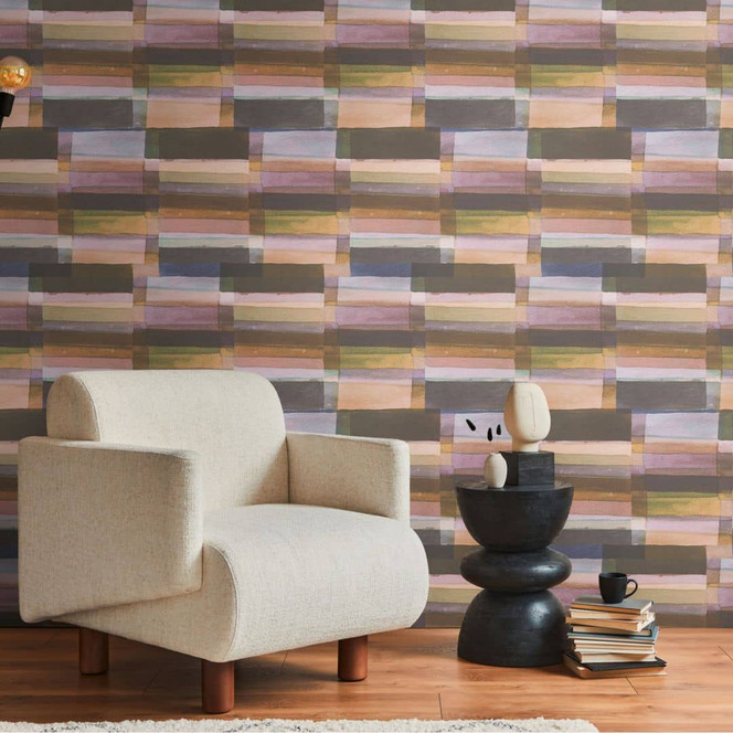 Karierte Tapete Aquarelloptik Braun Grün – Karo-Muster weich verlaufend – Vliestapete modern