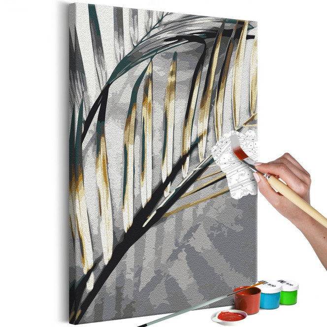 Malen nach Zahlen Leinwandbild - Goldene Palme - 40 x 50 cm - mit Keilrahmen - bespannt