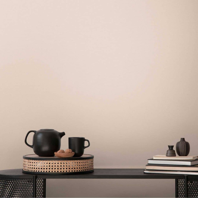 Strukturtapete in Leinenoptik Apricot – Dezente Vliestapete modern & freundlich