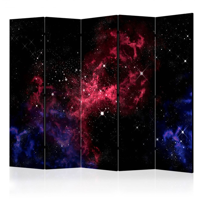 Paravent, Raumteiler freistehend, Trennwand - space - stars II, 5-teilig - einseitig bedruckt - 225 x 172 cm