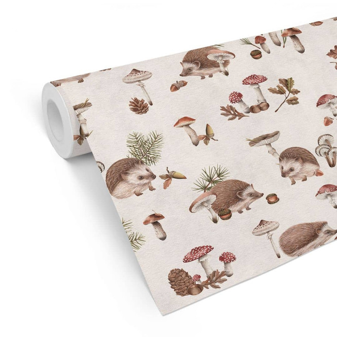 Mustertapete Süsse Igel im Herbstwald - Kikki Belle