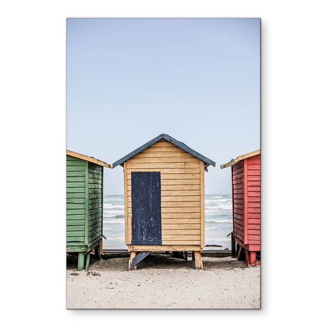 Wandbild Küstencharme - Bunte Hütten am Meer - Shot by Clint - Alu-Dibond