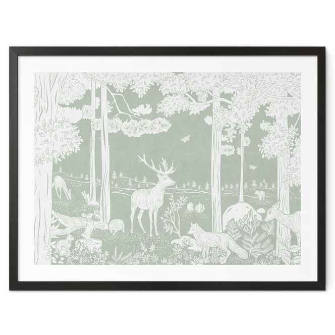 Poster Waldidylle in Grün - Oase für Wildtiere - Kikki Belle