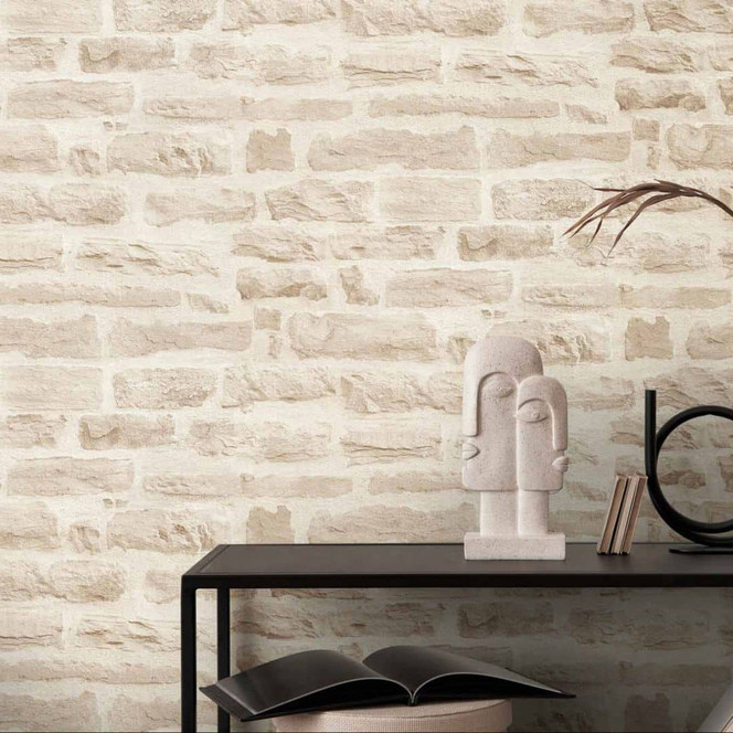 A.S. Création Vliestapete Wood and Stone Tapete in Steinoptik Naturstein beige, creme