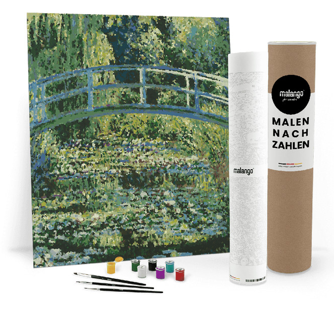 Malen nach Zahlen Leinwandbild - Monet - Der Seerosenteich mit der japanischen Brücke
