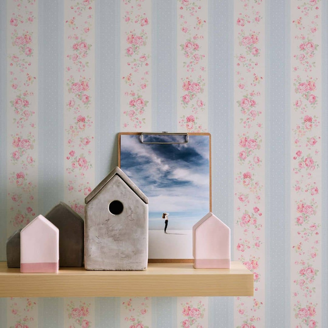 Tapete Floral blau weiss - Vliestapete Landhaus A.S. Création - matt und leicht strukturiert