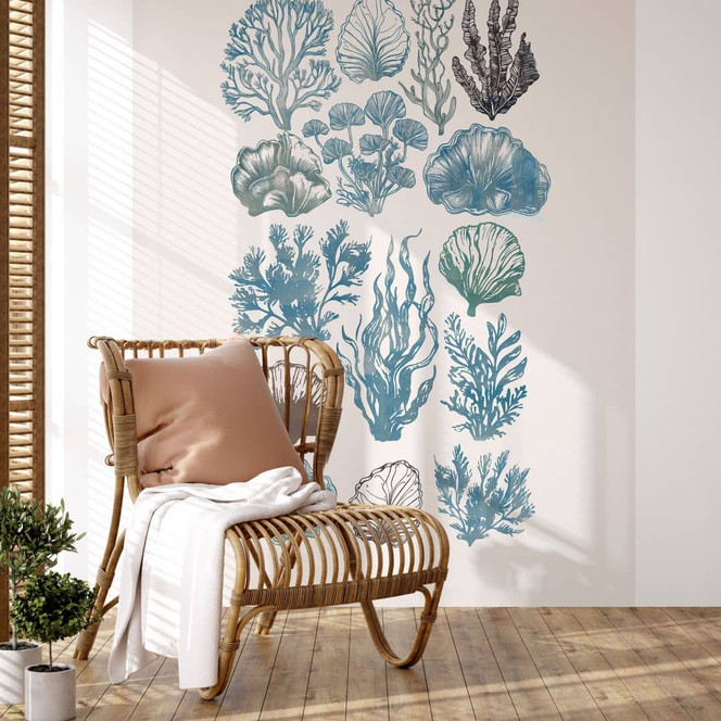 Fototapete Filigrane Algen und Muscheln | Botanische Illustration - casa cartissi