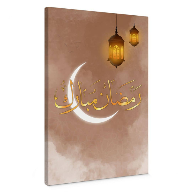 Leinwandbild Ramadan Mubarak mit Laternen