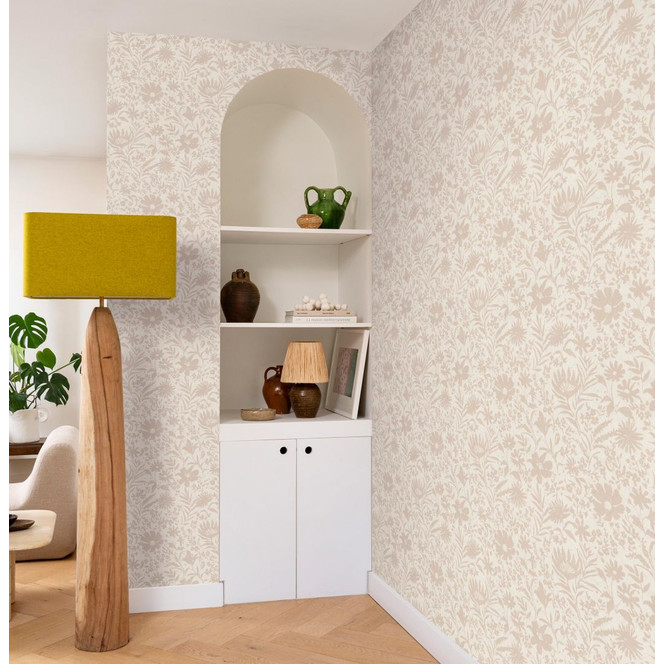 Blumentapete, Vliestapete Paraiso beige