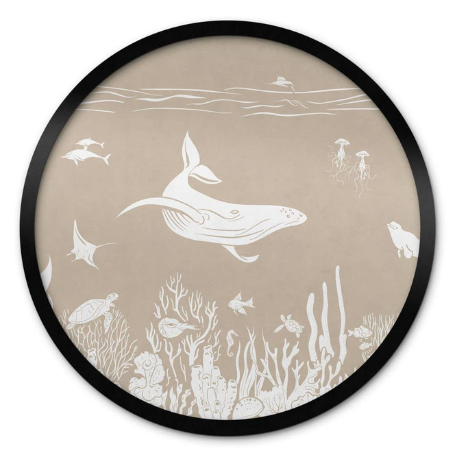 Poster Faszinierende Meerestiere im Ozean - Braun - Kikki Belle - Rund