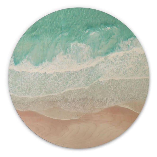 Holzbild Sanfte Wellen am Strand - Sisi & Seb - Rund