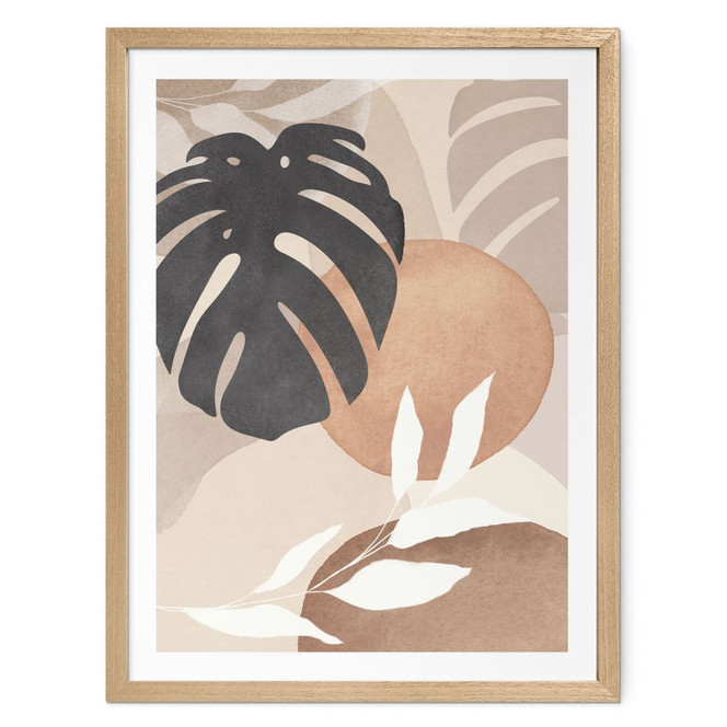 Botanik Poster Boho Monstera Pflanze in Naturtönen - Melloi Art Prints