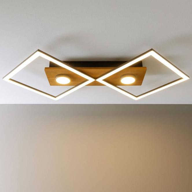 Deckenleuchte Vincent, braun, 70.7 x 35.4 cm, Holz Lampe