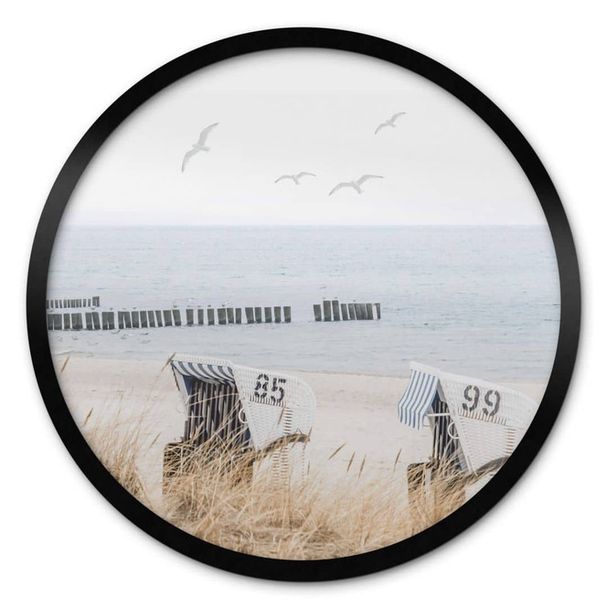 Poster Strand mit Meerblick - Rund