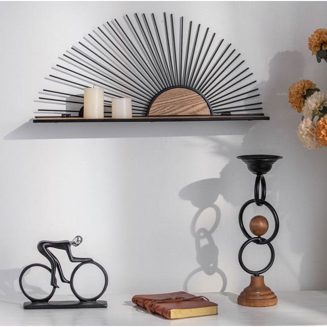 Wandregal Hängeregal Sonnenaufgang - Aus Holz und Metall - 58 x 28 x 9 cm - Bild - 1