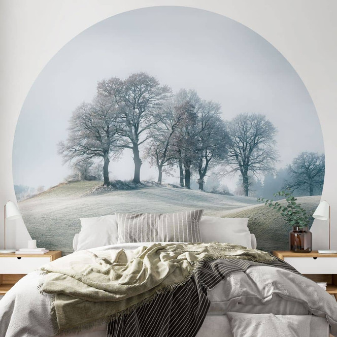 Fototapete Frostige Hügellandschaft | Natur Tapete - Eisenmann - Rund - Selbstklebend/Vlies