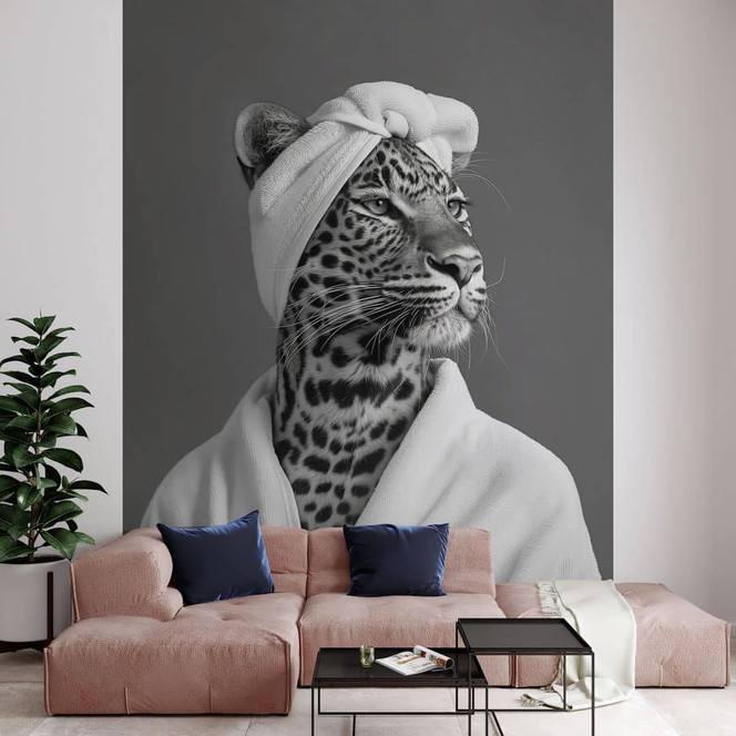 Fototapete Royale Spa-Auszeit mit Leopard | Schwarz-weiss - Rahner