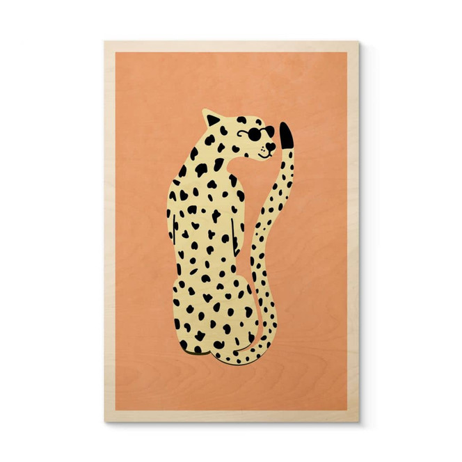 Holzbild Eleganter Gepard mit Sonnenbrille - Oltmanns