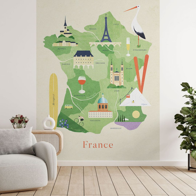 Fototapete Karte von Frankreich - Rivers