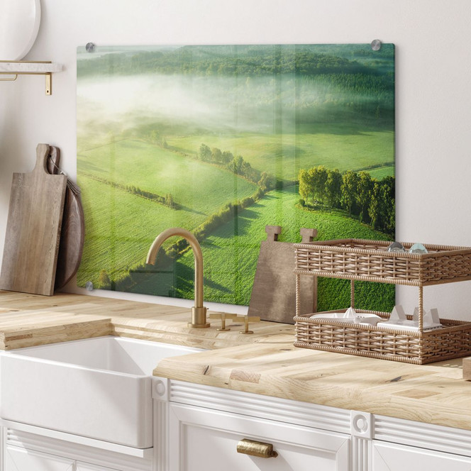 Spritzschutz Idyllische Felder im Nebel - Keller
