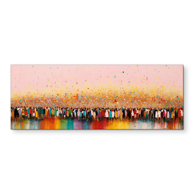 Wandbild Lebensfreude bunter Menschen - Treechild - Panorama - Alu-Dibond