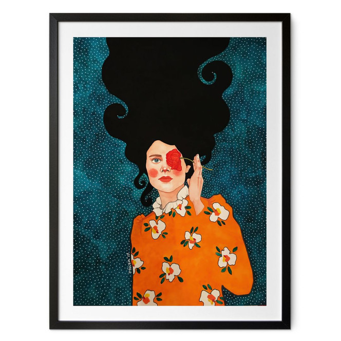 Poster Geheimnisvolle Frau mit Rose - Hülya