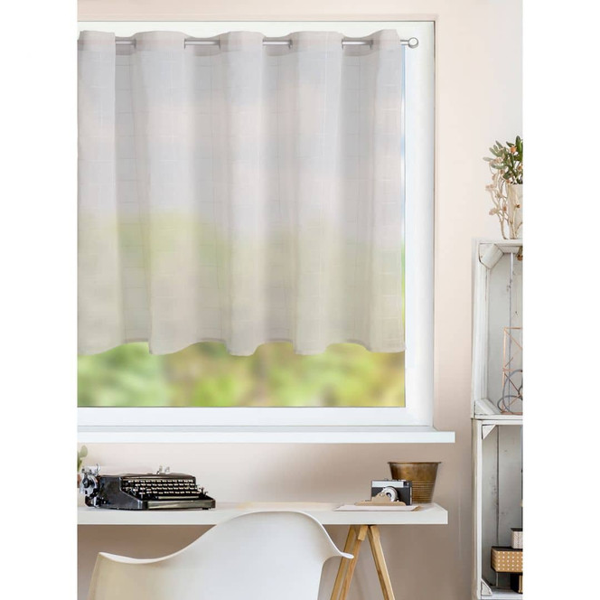 Scheibengardine creme - Bistrogardine kariert - Halbtransparentes Panneaux